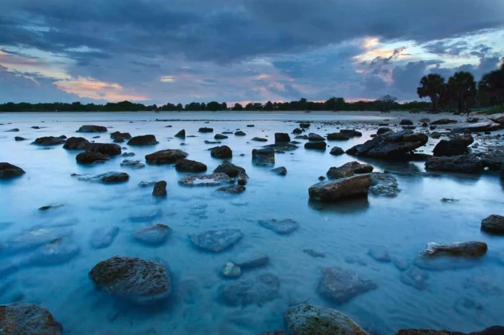 Tide pool during sunset at Sebastian Inlet State Park