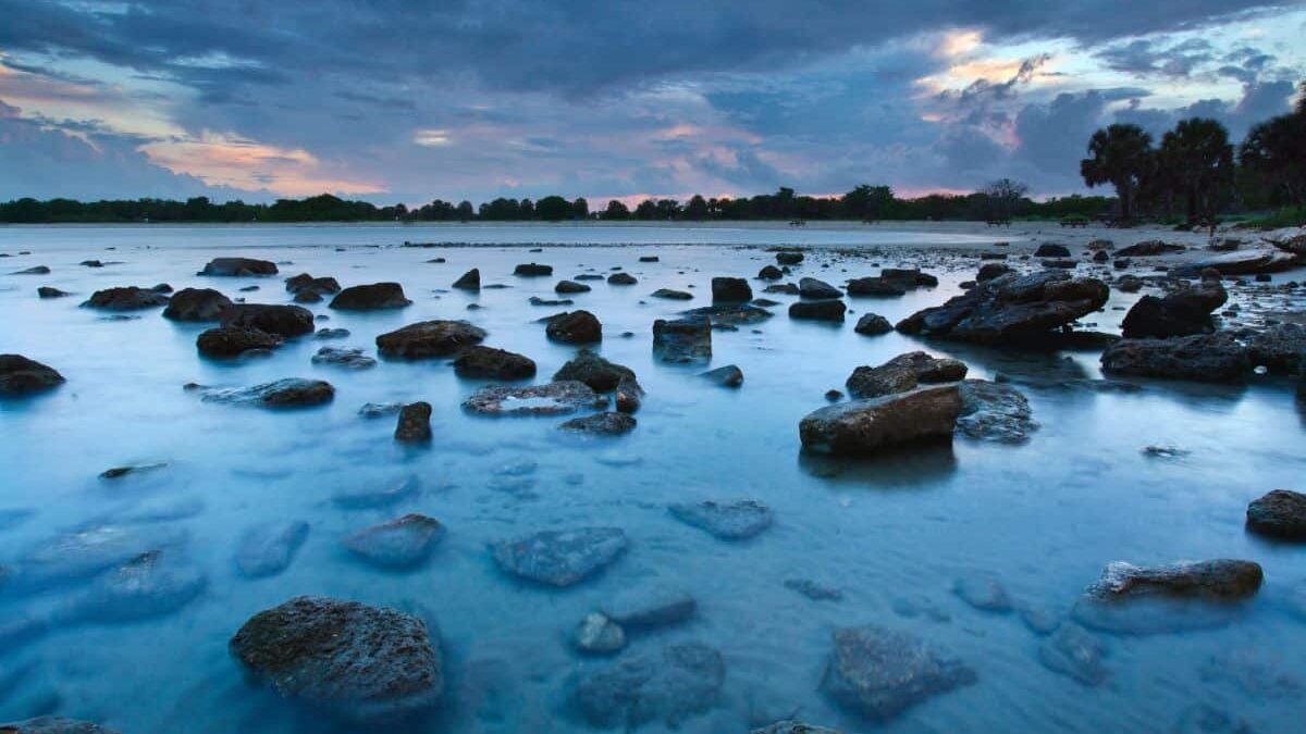 Tide pool during sunset at Sebastian Inlet State Park