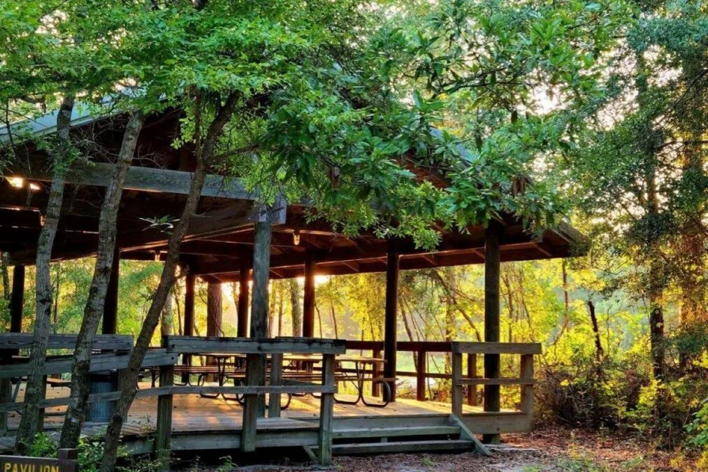 Pavilion at sunset in Village Creek State Park