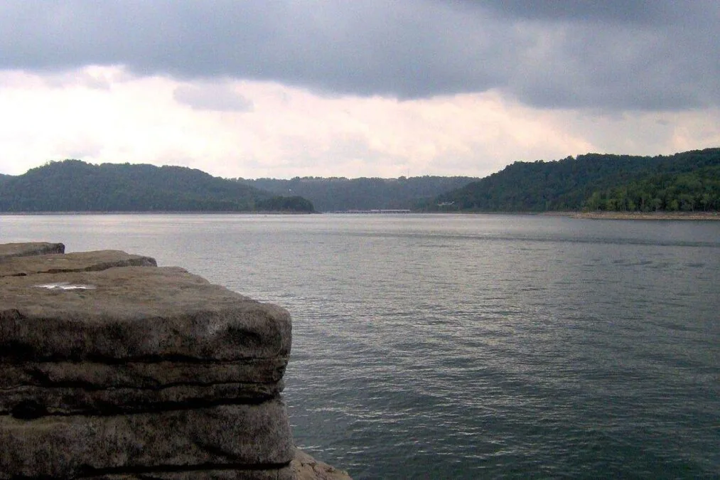 The Center Hill Lake impoundment of the Caney Fork River, just upstream from Center Hill Dam at Edgar Evins State Park