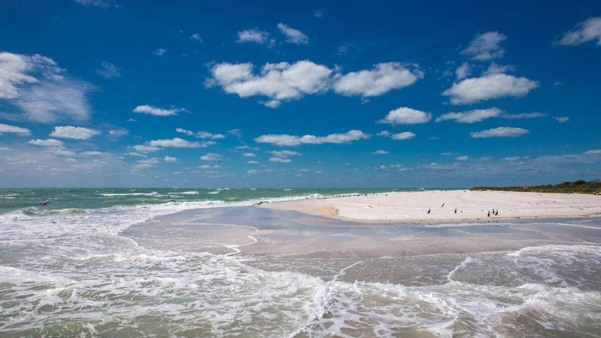 waves crashing against the beach at Egmont Key State Park