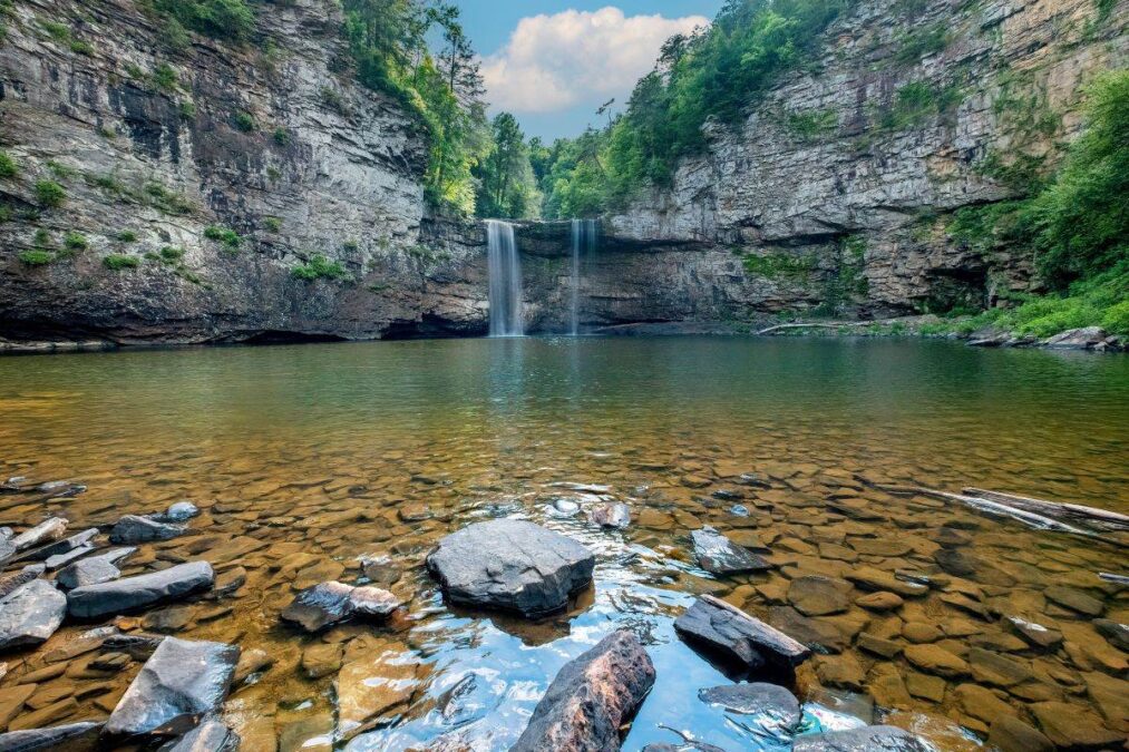 clear water below a waterfall at Fall Creek Falls State Park