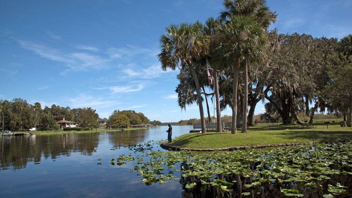 man fishing at Hontoon Island State Park