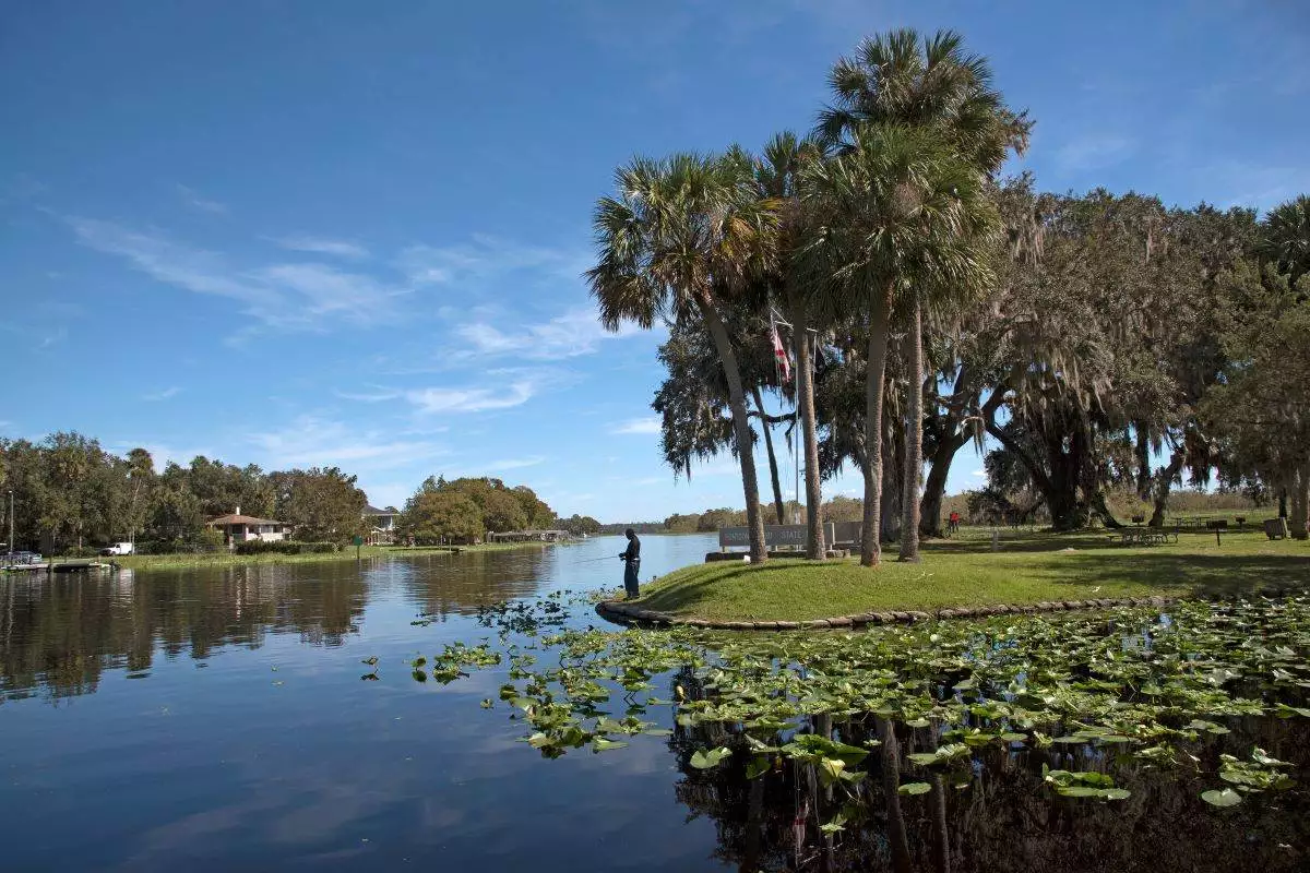 man fishing at Hontoon Island State Park