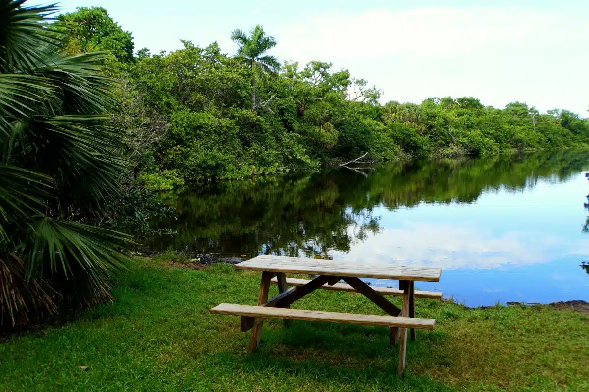 Hugh Taylor Birch State Park 3 picnic table in front of the water at Hugh Taylor Birch State Park