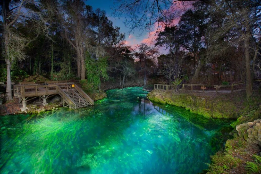 Springs at Madison Blue Spring State Park at sunset