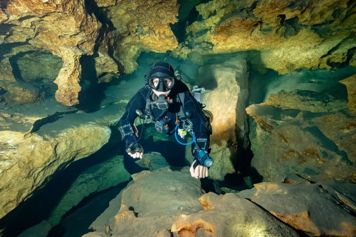 person scuba diving at Madison Blue Spring State Park