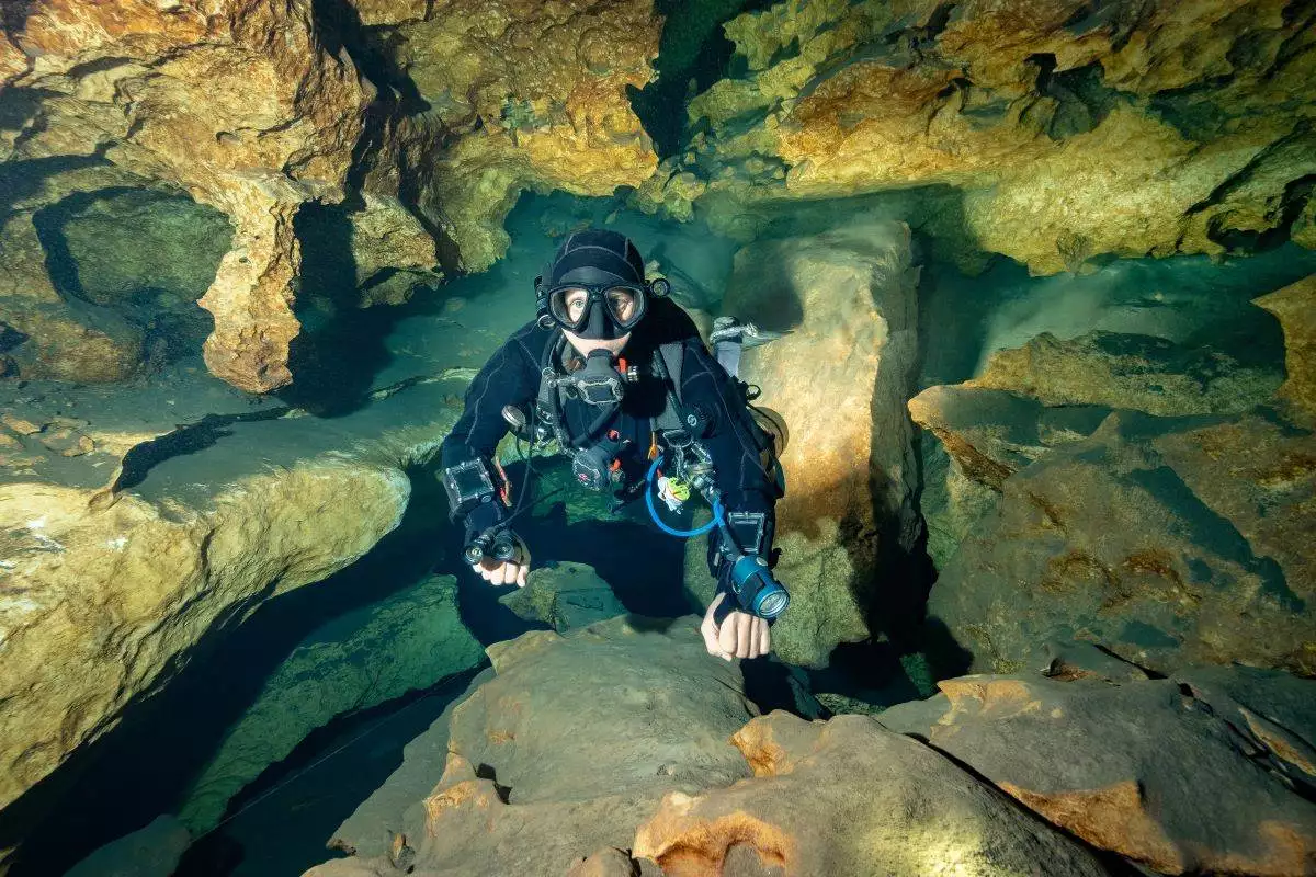 person scuba diving at Madison Blue Spring State Park