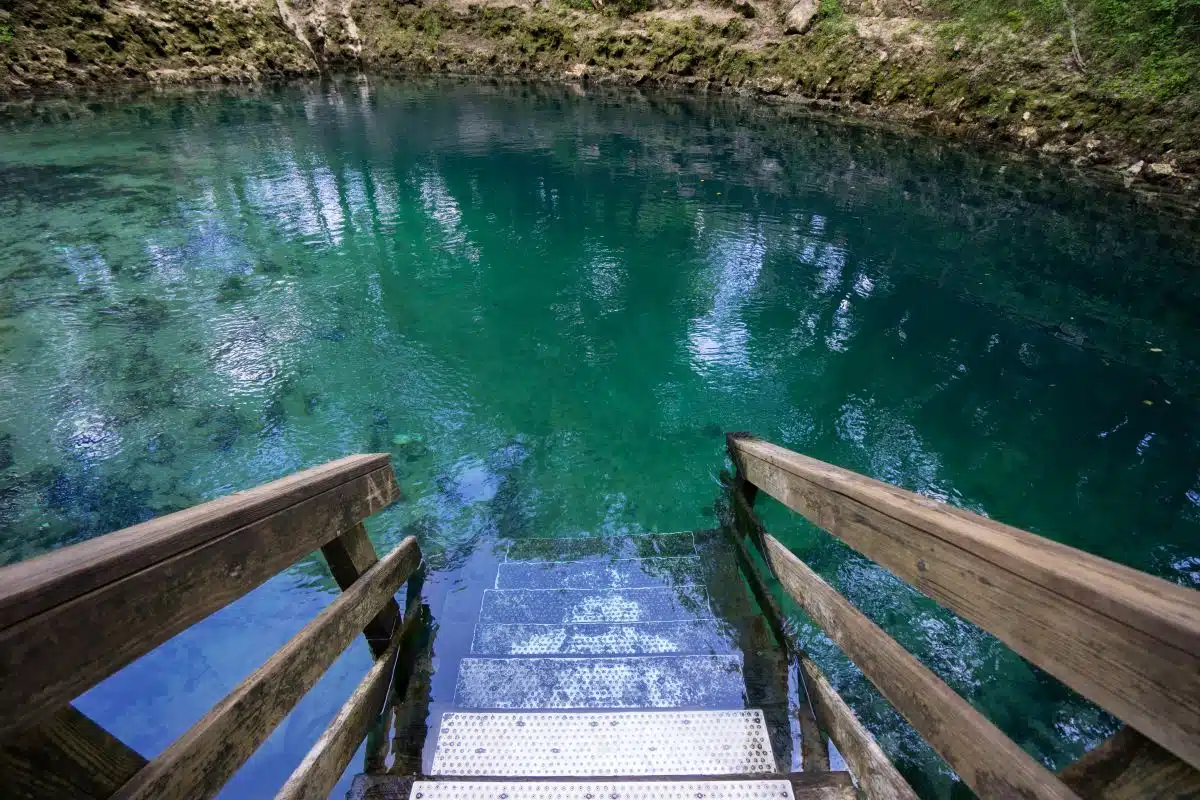stairs leading down to the water at Madison Blue Spring State Park