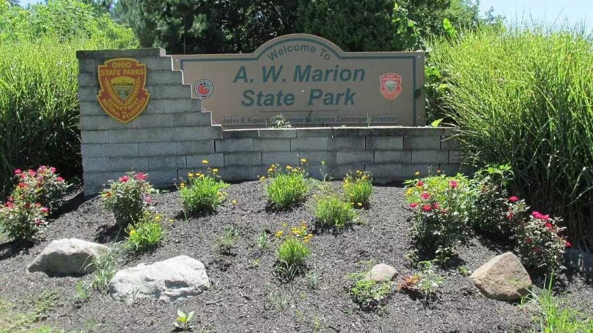 Welcome sign at A.W. Marion State Park
