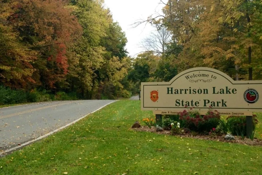 Harrison Lake State Park 27 Harrison Lake State Park welcome sign