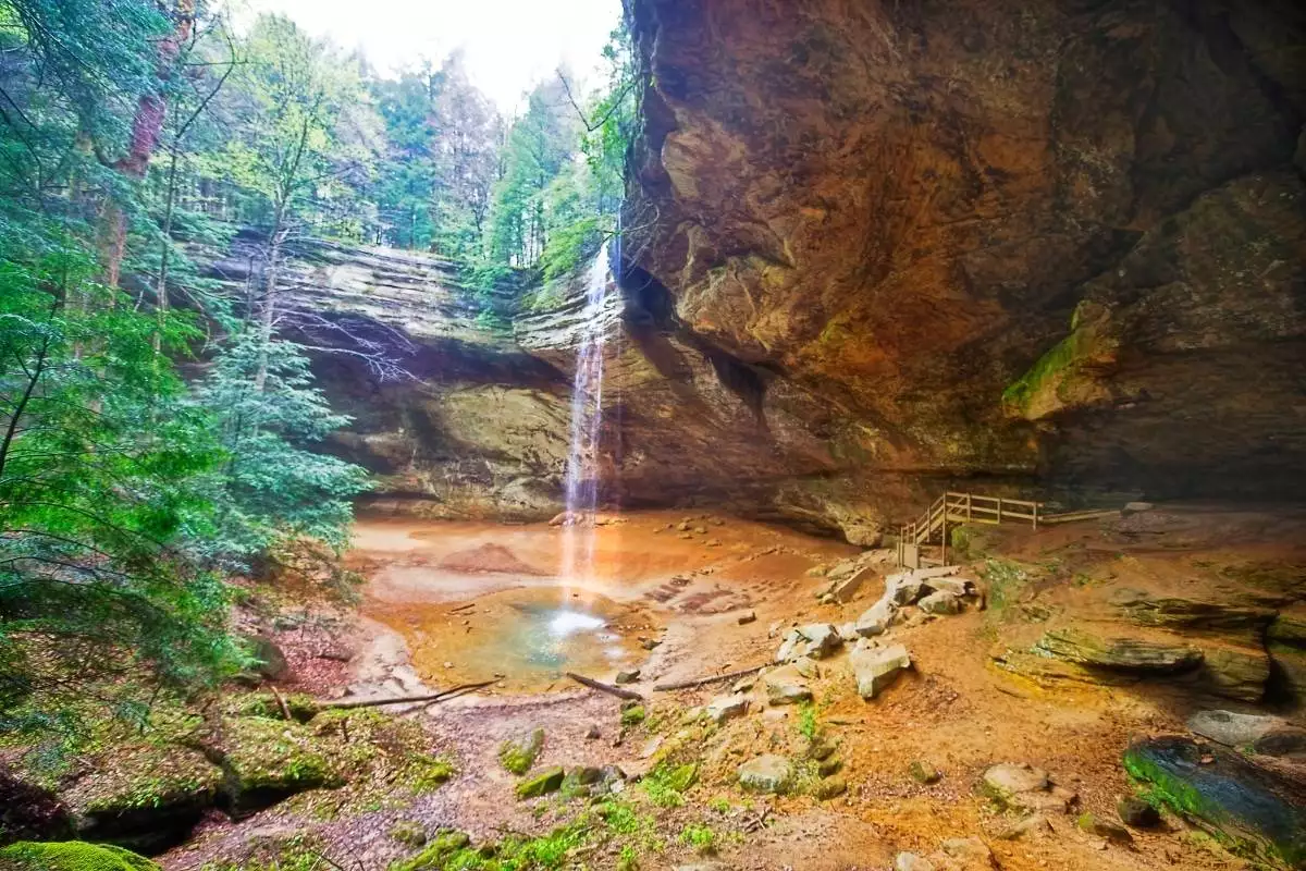 long exposure shot of a waterfall at Hocking Hills State Park