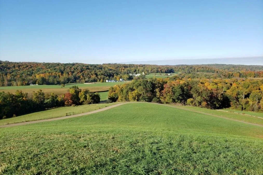 Malabar Farm State Park 47 view of Malabar Farm State Park from a hill in the distance
