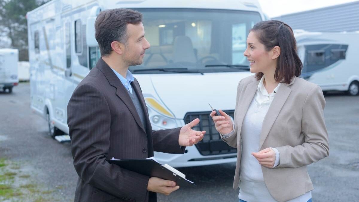 person renting an RV from rental agency
