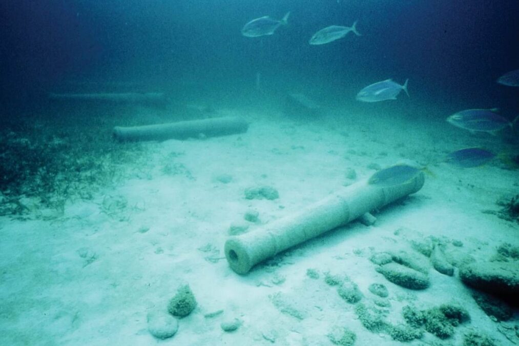 Cannons from shipwreck at San Pedro Underwater Archaeological Preserve State Park