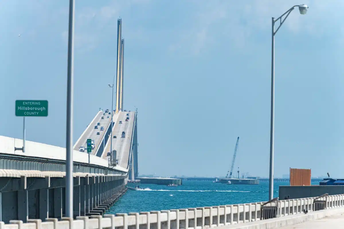 The bridge on a sunny day at Skyway Fishing Pier State Park