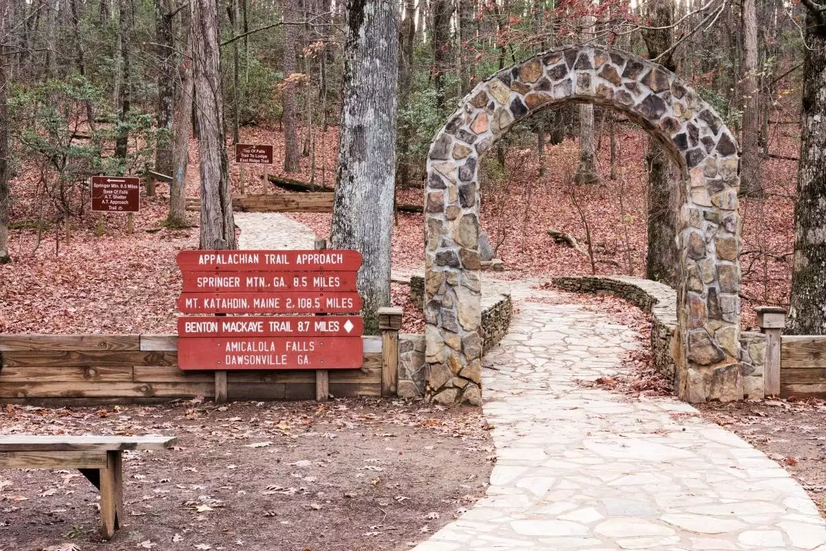 Appalachian trail signs at Amicalola Falls State Park
