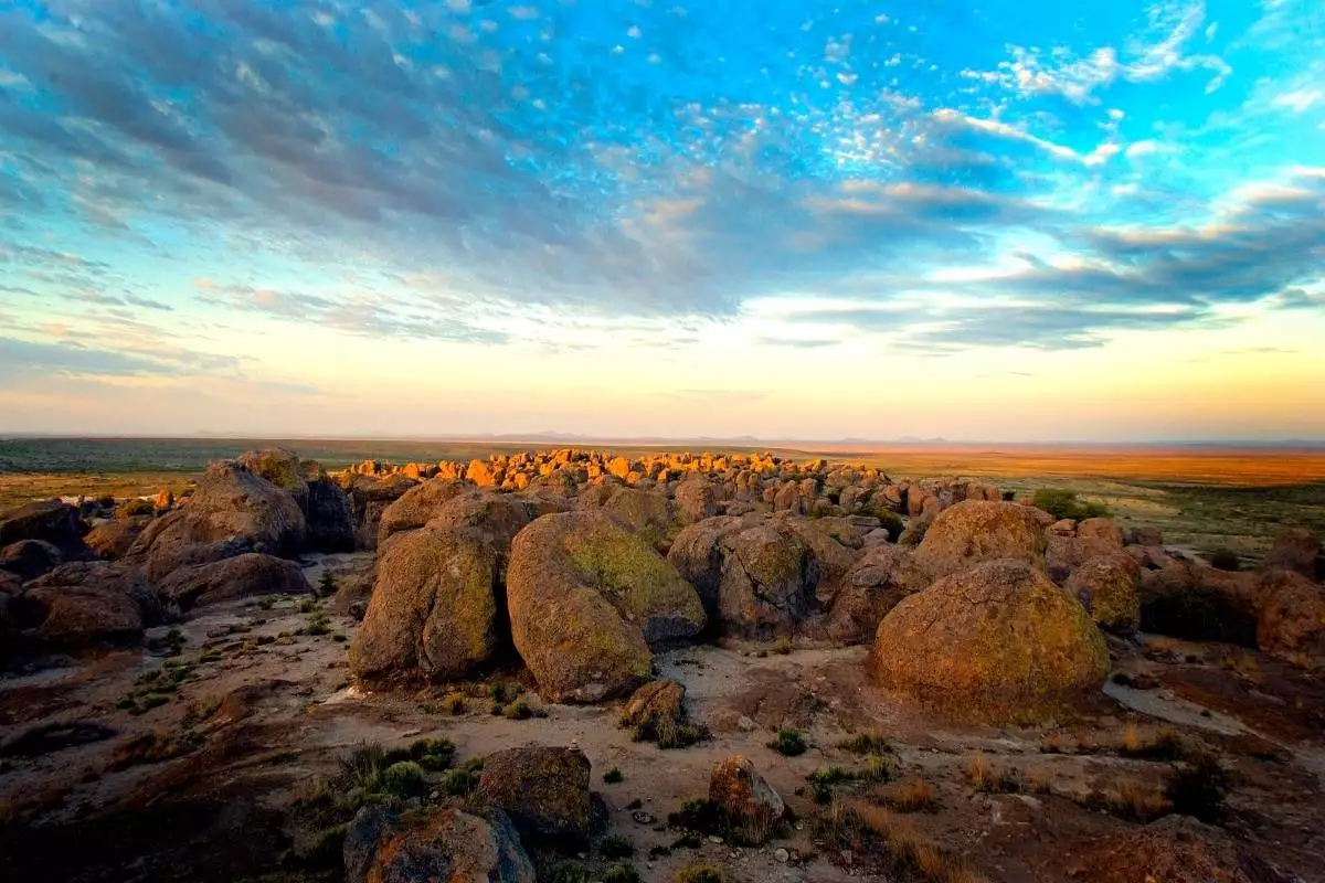 pile of rocks at City of Rocks State Park on a cloudy day