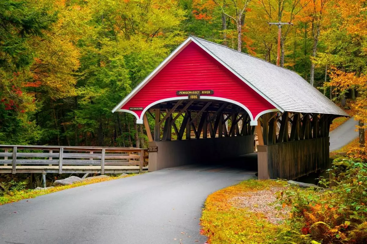Franconia Notch State Park 4 red covered bridge at Franconia Notch State Park