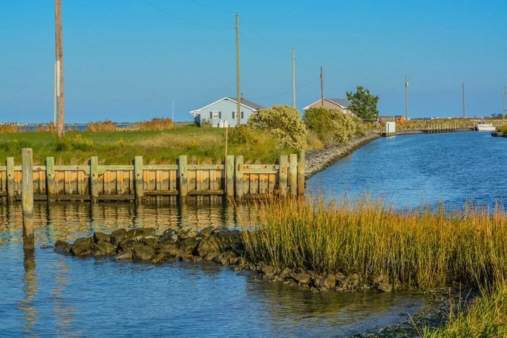 View from Holts Landing State Park of Calhoun Landing. On Indian River Bay in Sussex County, Delaware