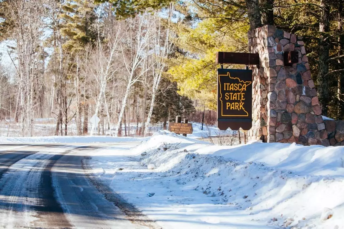welcome sign at Itasca State Park