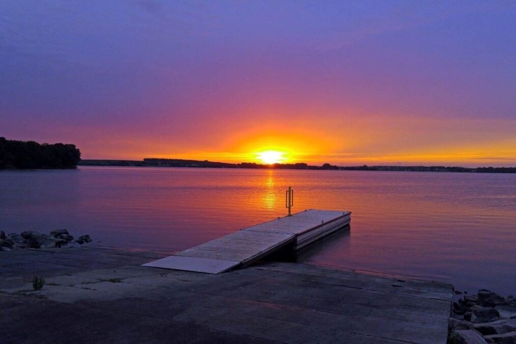 Sunset over the boat launch at Lake Herman State Park