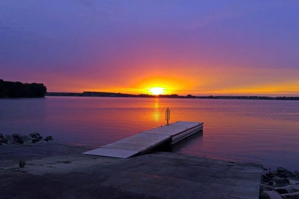 Sunset over the boat launch at Lake Herman State Park