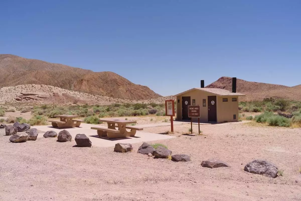 picnic area and restrooms at Red Rock Canyon State Park