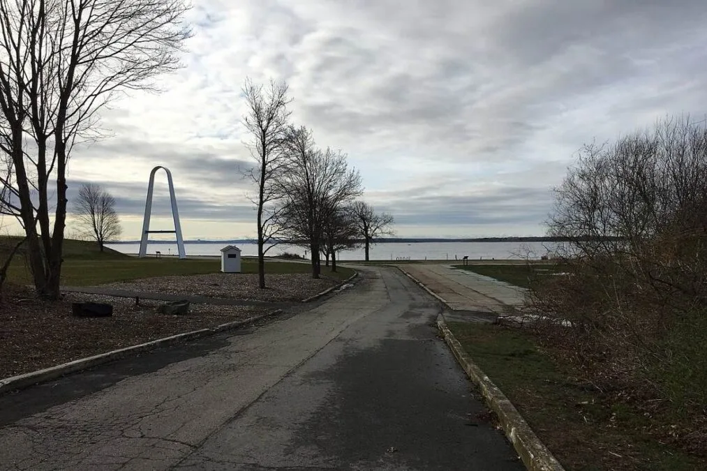 View of Rocky Point State Park, with the Arch on the left and Olympic swimming pool on right