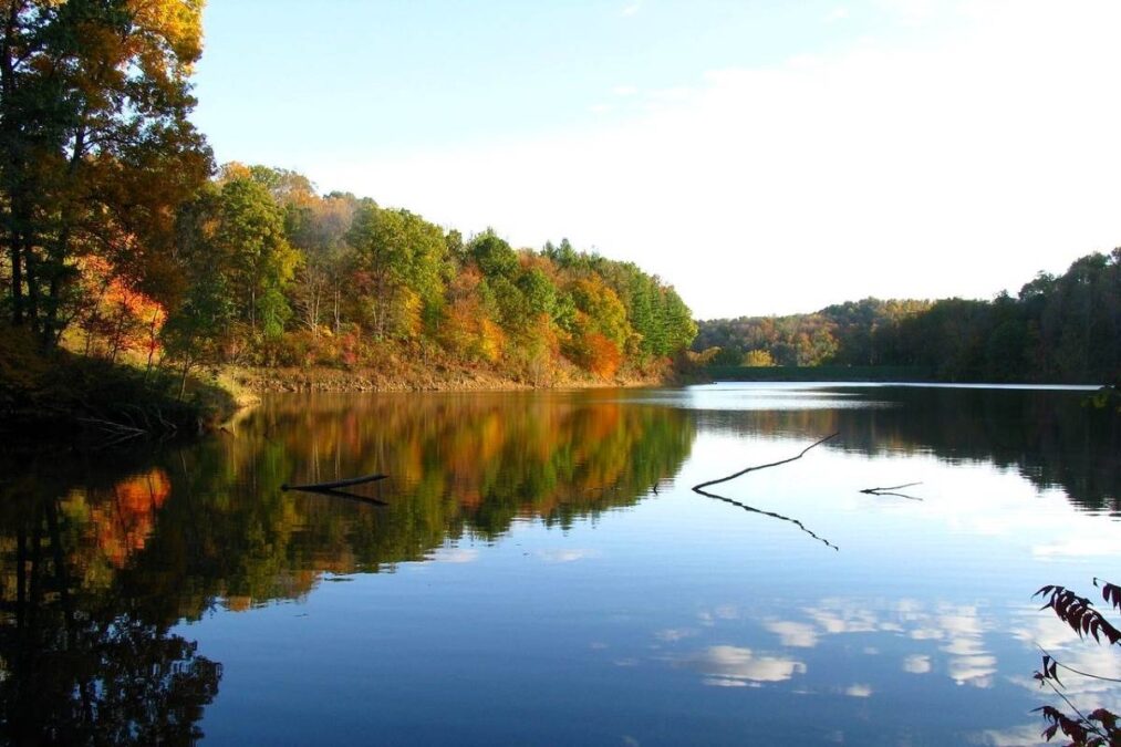 Dow Lake at Strouds Run State park in Athens County Ohio