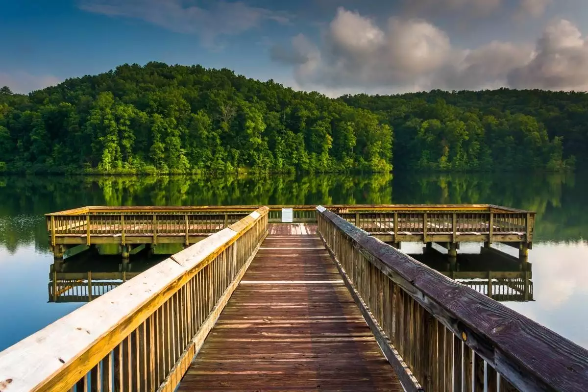 Dock on Oolenoy Lake at Table Rock State Park