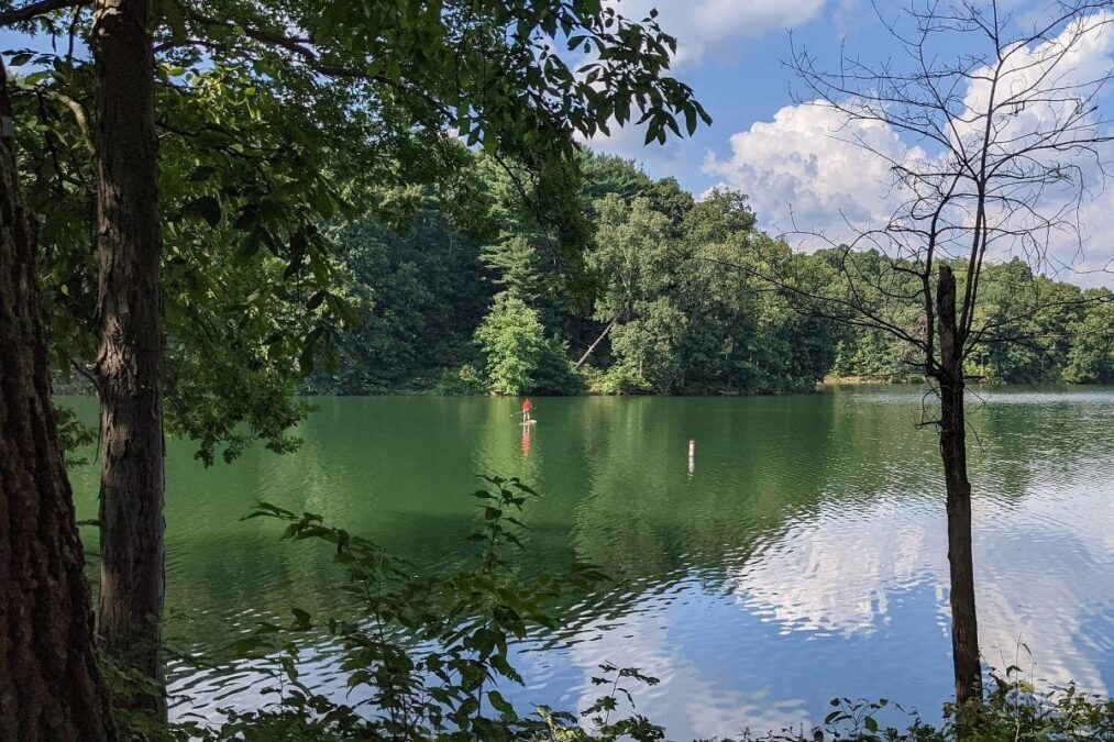 Wolf Run Lake, a reservoir in Wolf Run State Park, Ohio, USA