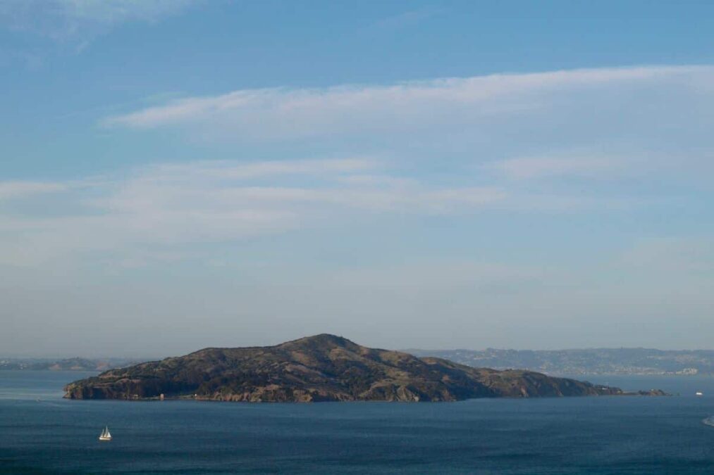 a view of Angel Island State park from a distance