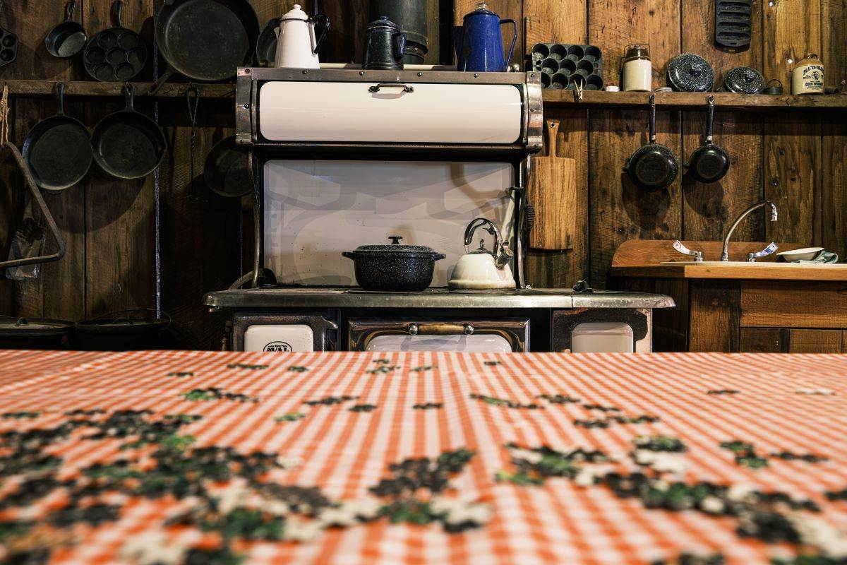 an old-fashioned kitchen at Bale Grist Mill State Historic Park