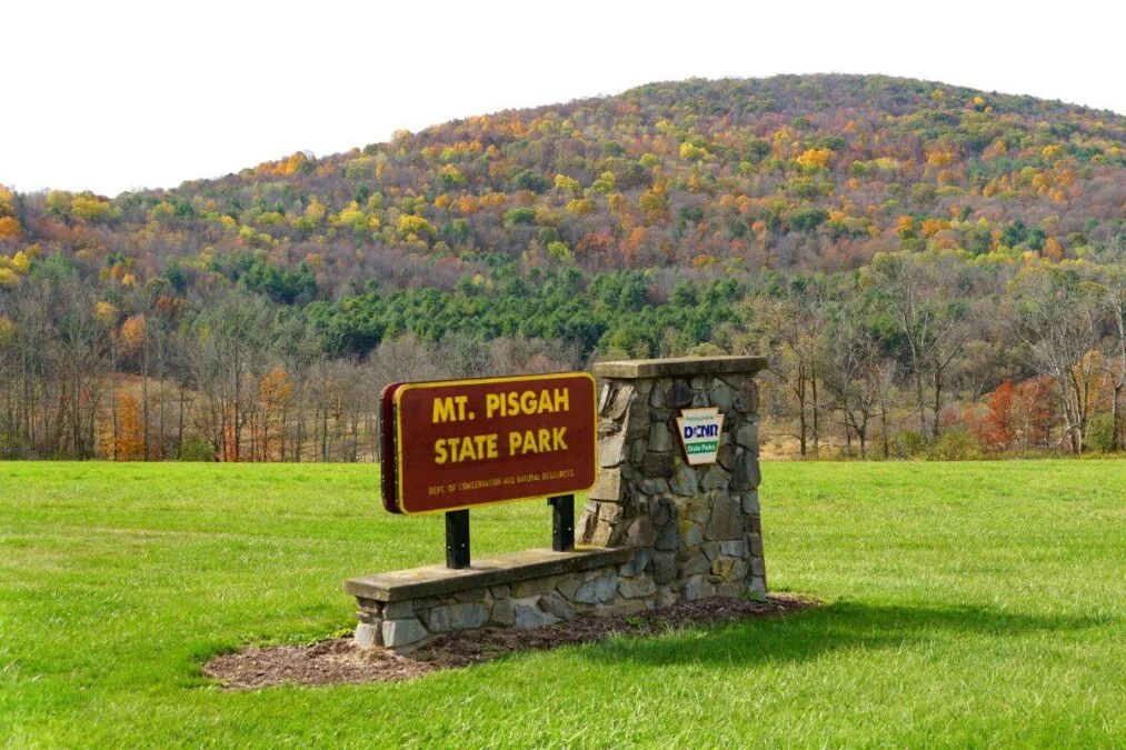 Mount Pisgah State Park 83 entrance sign for Mount Pisgah State Park