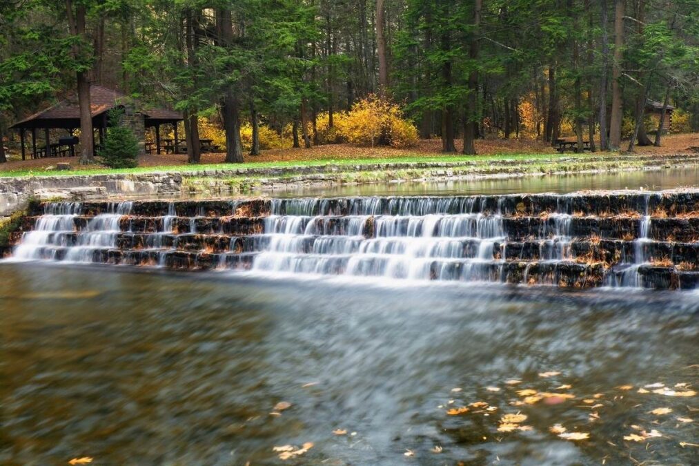 The dam on Rauchtown Run in Ravensburg State Park