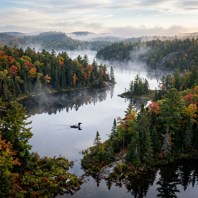 Serene interconnected glacial lakes surrounded by dense climax forest