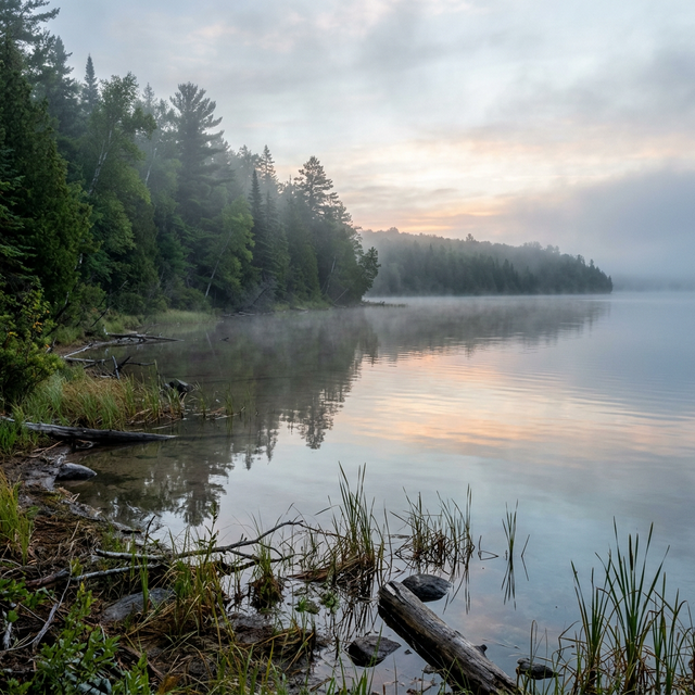 Gete Mino Mshkiigan State Park shoreline at Mullett Lake