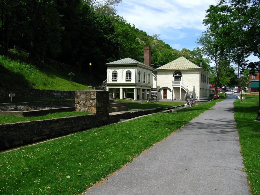 Berkeley Springs State Park 4 Historic bath houses at Berkeley Springs State Park, West Virginia