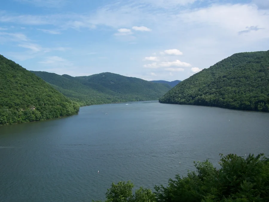 Bluestone State Park 5 Bluestone Lake winding between forested ridges, Bluestone State Park, West Virginia