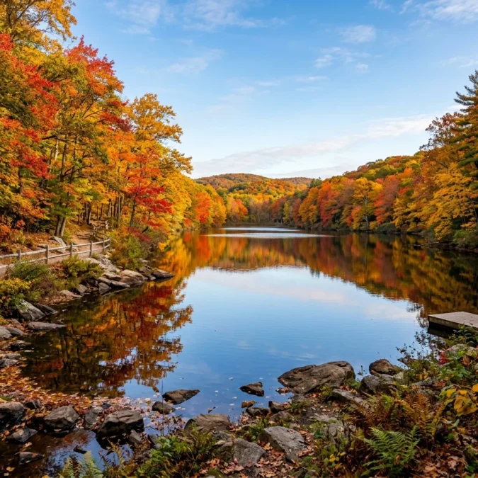 Autumn lake in New England