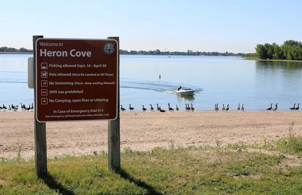 Boyd Lake State Park 1 Heron Cove with the park sign at Boyd Lake State Park in Loveland, Colorado