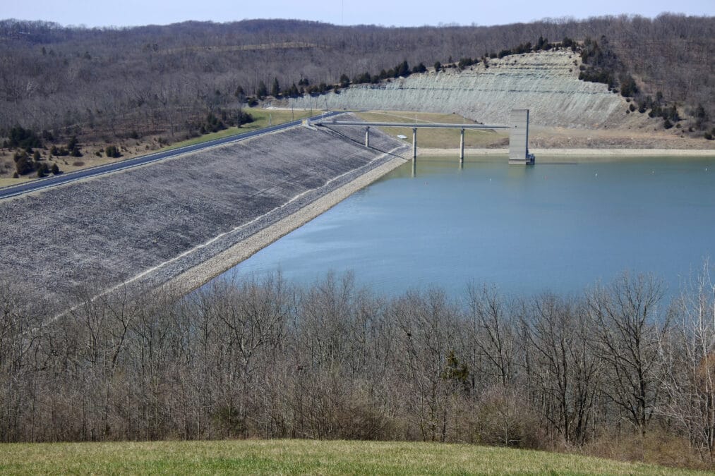 Brookville Lake Dam on the East Fork Whitewater River in southeastern Indiana