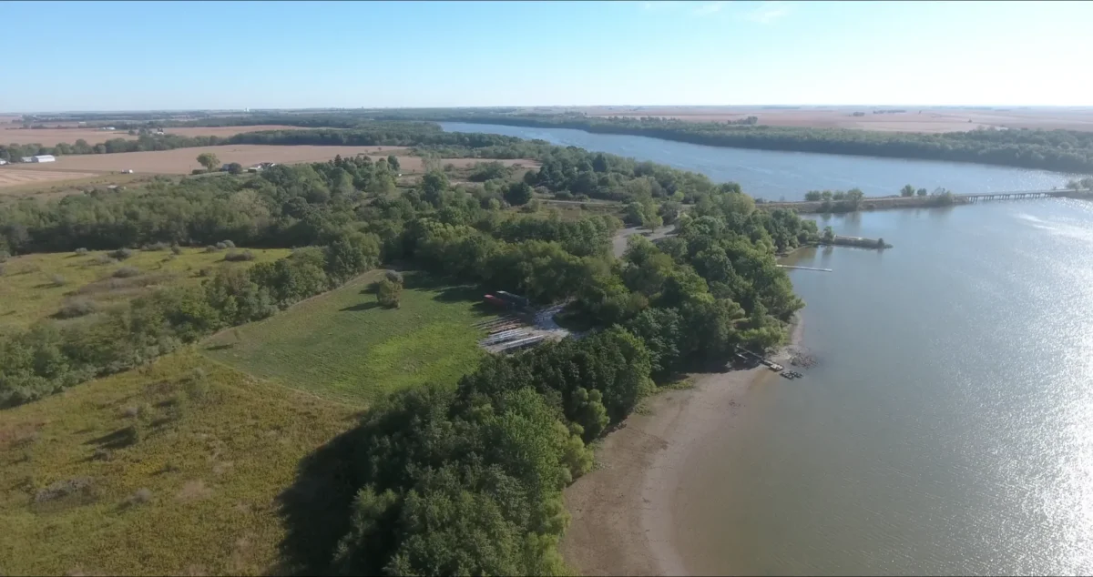 Clinton Lake State Recreation Area 18 Aerial view of Clinton Lake and its rowing center, Illinois