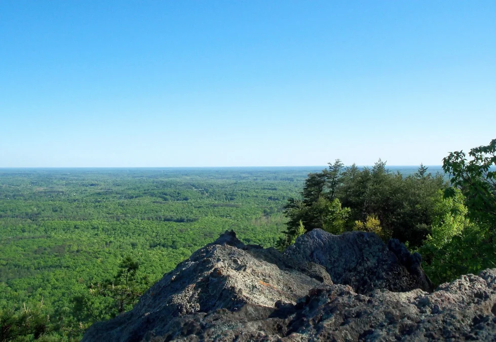 Crowders Mountain State Park 11 Rock outcrop and long view from the summit in Crowders Mountain State Park, North Carolina
