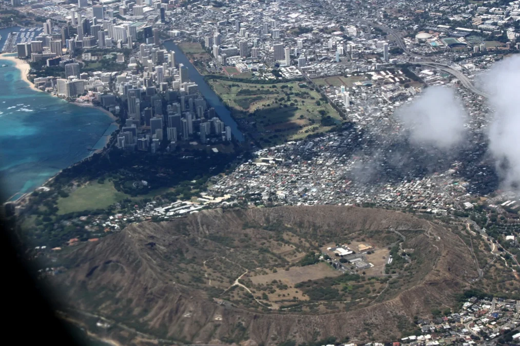 Diamond Head crater seen from above, Diamond Head State Monument, Hawaii
