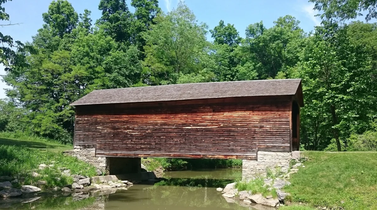 Hyde Hall Covered Bridge in Glimmerglass State Park, New York