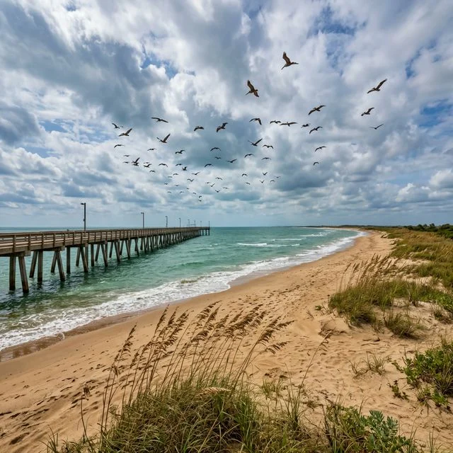 Grand Isle State Park Louisiana with the Gulf of Mexico beach and fishing pier