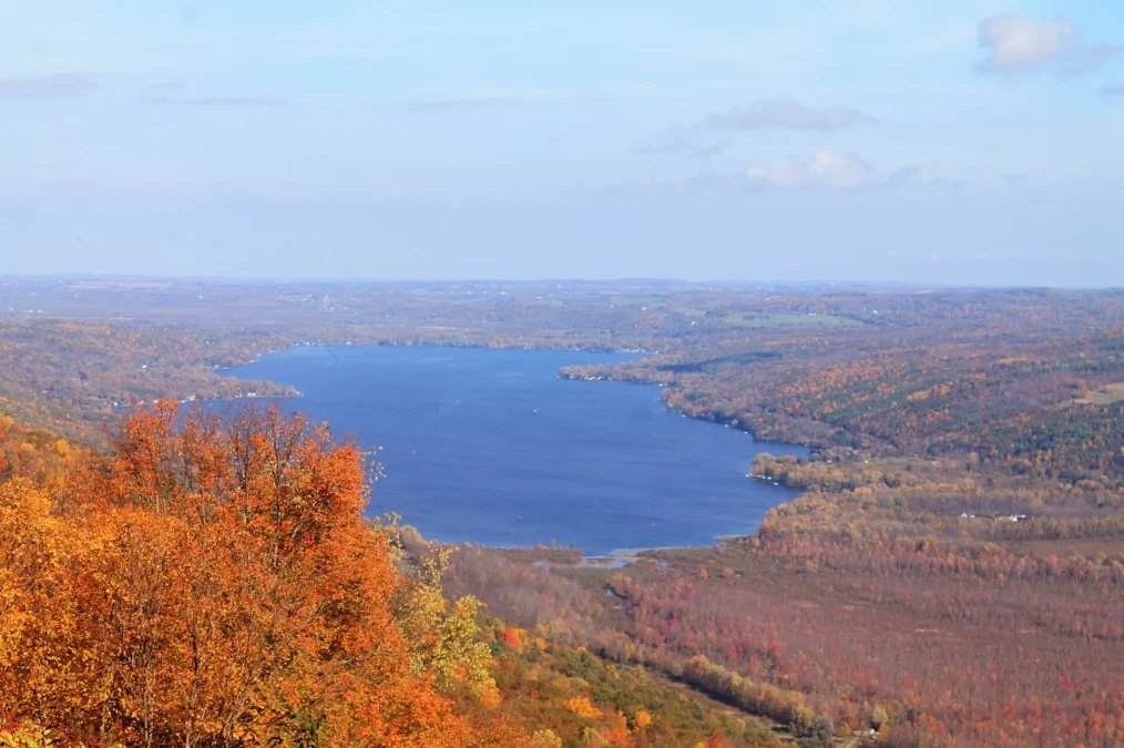 Harriet Hollister Spencer State Park 60 Honeoye Lake in autumn seen from Harriet Hollister Spencer State Recreation Area, New York