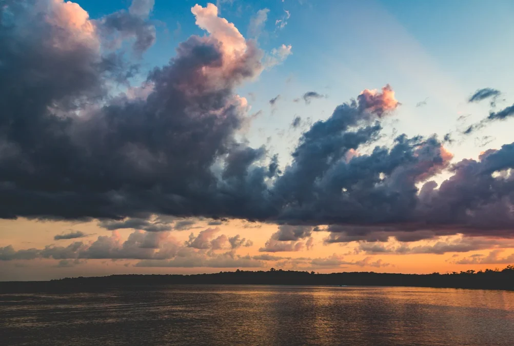 Dramatic sunset clouds over Lake Carlos, Lake Carlos State Park, Minnesota